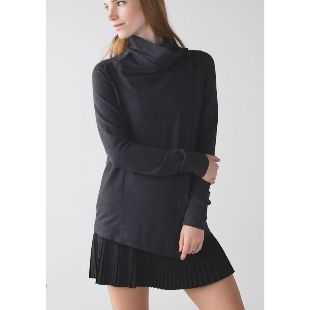 LULULEMON Athletica Coast Wrap II Jacket Heathered Black Size 2 Charcoal‎